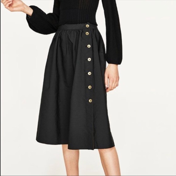 NWT Zara Black/ Bronze Reversible Skirt - Picture 2 of 7